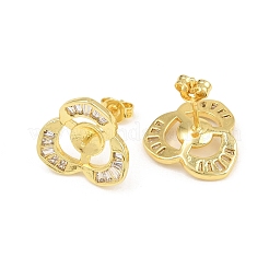 Brass Micro Pave Cubic Zirconia Stud Earring Finding&nbsp;CU-CBAA5EE-01G