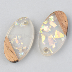 Transparent Resin & Walnut Wood Pendants&nbsp;RESI-S389-041A-E01