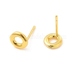 Brass Hollow Out Initial Letter Stud Earrings&nbsp;EJEW-A044-01G-O