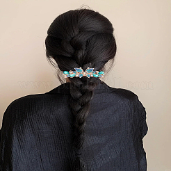 合金ラインストーンヘアバレッタ1個  蝶  ブルージルコン  28.5x79.5x19mm&nbsp;PHAR-LP0001-34D