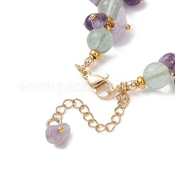 Brass & Natural Mixed Gemstone Chip & Round Beads Bracelets for Women&nbsp;BJEW-JB13151-03