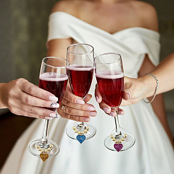 12Pcs 6 Colors Heart Alloy Enamel Wine Glass Charms&nbsp;AJEW-CA00012