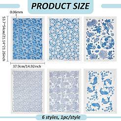 6Pcs 6 Styles Paper Ceramic Decals&nbsp;DIY-BC0015-30A