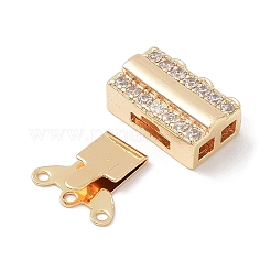 真鍮マイクロパヴェクリアキュービックジルコニアボックスクラスプ  カドミウムフリー＆ニッケルフリー＆鉛フリー  1連  3穴  長方形  6KGP本金メッキ  18mm  穴：12x13x5mmと1mm&nbsp;KK-C031-10G