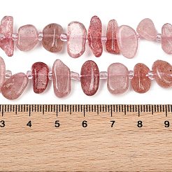 天然石ストロベリークォーツビーズ連売り  ナゲット  8.5~19x3.5~10x3.5~8mm  穴：0.8mm  約43~60個/連  15.75''（40センチメートル）&nbsp;GG-CBA3A44-A02-01