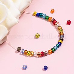ガラスシードビーズ  銀並ぶ丸い穴  丸い小さなビーズ  ミックスカラー  3.6~4x3mm  穴：1~1.5mm  約220個 /コンパートメント&nbsp;SEED-PH0012-11-4mm