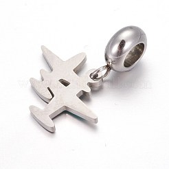 304ステンレススチール製ヨーロピアンダングルチャーム  エナメル  大穴ペンダント  飛行機  ステンレス鋼色  ピンク  22mm  穴：4.5mm  ペンダント：12x17x1.3mm&nbsp;OPDL-L013-39B