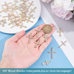 40pcs4スタイルアロイラインストーンペンダント  クロス  ライトゴールド  23.5~30.5x13.5~20.5x2mm  穴：1.6~1.8mm  10個/スタイル&nbsp;FIND-ME0003-43
