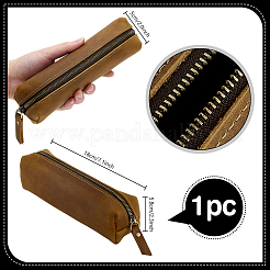 牛革ペンケース  鉛筆バッグ  長方形  鉄のジッパー付き  キャメル  180x50x58mm&nbsp;OFST-WH0004-053B