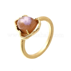 Oval Natural Lepidolite Finger Rings&nbsp;RJEW-P113-23G