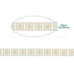 Absプラスチック模造パールリボントリミング  結婚式の装飾のaccessroies  ベージュ  10x3.7mm  約5 M /袋&nbsp;OCOR-TAC0003-01