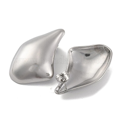 変色しない304ステンレススチール製スタッドピアス（女性用）  ナゲット  ステンレス鋼色  38x25mm&nbsp;EJEW-N054-25P