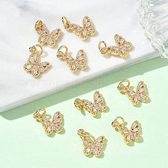 シェグレース 真鍮 パヴェ クリア キュービックジルコニア ペンダント  蝶のチャーム  カドミウムフリー＆ニッケルフリー＆鉛フリー  長持ちメッキ  18KGP本金メッキ  透明  11x11.5x3mm  穴：3mm&nbsp;XGRQ3Q046-628G-B