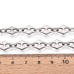 304ステンレススチール菱形リンクチェーン  ハンダ付け  スプールで  ステンレス鋼色  11.5x8.5x2mm  約16.40フィート（5m）/ロール&nbsp;CHS-Q009-01P