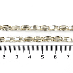 電気メッキガラスビーズセット  パール光沢メッキ  多面カット  オーバル  ベージュ  7.5x4.5mm  穴：0.9mm  約60個/連  17.32''（44センチメートル）&nbsp;GLAA-Q101-03B-PL02