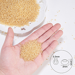 FGB 12/0 透明ガラスシードビーズ  グレードA  銀並ぶ丸い穴  ラウンド  淡いチソウ  2x1.5mm  穴：0.3mm  約11200個/袋&nbsp;SEED-OL0001-02-02