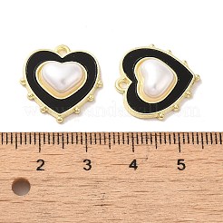 ラックメッキ合金ペンダント  ABSイミテーションパールとアクリルを使用  カドミウムフリー＆ニッケルフリー＆鉛フリー  ハート  ブラック  19x18x5mm  穴：1.6mm&nbsp;FIND-C049-19G-02