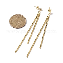 女性用真鍮タッセルチェーンドロップイヤリング  アメリカンピアス  304ステンレススチールスタッドピアス金具付き  オーバル  88mm&nbsp;EJEW-JE05744-01