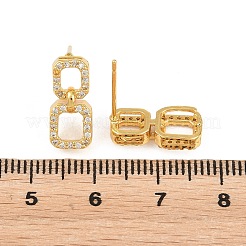 真鍮製マイクロパヴェキュービックジルコニアスタッドピアス  八角形  18KGP本金メッキ  15x7mm&nbsp;KK-Z166-01G