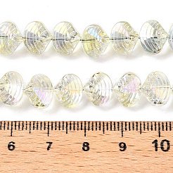 電気メッキガラスビーズセット  シェル形状  淡黄色  8x9.5x7.5mm  穴：0.9mm  約80~84個/連  25.20~26.88''（64~67.2センチメートル）&nbsp;EGLA-T021-11B