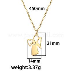 304ステンレススチール製 母子シルエット ママペンダントネックレス 女性用  18KGP本金メッキ  17.72インチ（45cm）&nbsp;WI4645-1