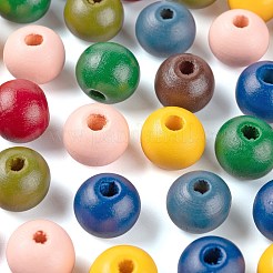 90Pcs 9 Colors Painted Natural Wood Beads&nbsp;WOOD-LS0001-30