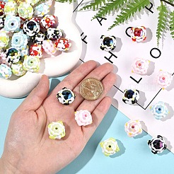 不透明なアクリルビーズ  エナメル  手描きのビーズ  ラウンド  ファイヤーブリック  20x16mm  30pc&nbsp;SACR-YW0002-78B-01