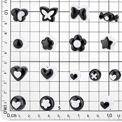 170個17スタイルアクリルビーズ  混合図形  ブラック  9.5~17.5x11.5~20.5x8.5~15.5mm  穴：2~3.5mm  10個/スタイル&nbsp;OACR-PH0004-37