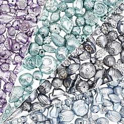 214gのパール不透明アクリルビーズ  混合図形  ライトスチールブルー  6~26x6~18x3.5~14.5mm  穴：1.6~3mm&nbsp;OACR-YW0004-40