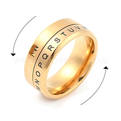 ステンレススチール製スピナーリング  数字と文字の模様  ユニセックス用ワイドバンドリング  ゴールドカラー  8mm  内径：17.3mm&nbsp;RJEW-C019-07G