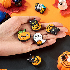 ハロウィーンテーマシリコンフォーカルビーズ6スタイル6個  混合図形  29.5~30x23~28x8.5~9.5mm  穴：2~3.5mm  1個/スタイル&nbsp;SIL-TA0002-44
