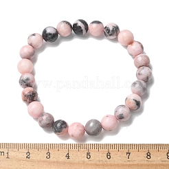 天然ゼブラジャスパービーズストレッチブレスレット  ラウンド  2-1/8インチ〜2-3/8インチ（5.5~6cm）  ビーズ：8mm&nbsp;X-BJEW-K212-B-035