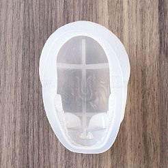 ハロウィンテーマのキャンドルシリコン型  装飾用シリコン  スカル  ホワイト  73x108mm  高差83mm&nbsp;DIY-U005-06C