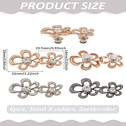 3Pcs 3 Colors Flower Shape Alloy Adjustable Jean Button Pins&nbsp;FIND-LP0006-02