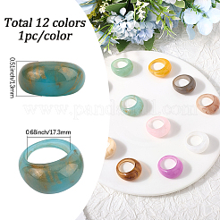 12色の樹脂製指輪12個  ミックスカラー  13mm  usサイズ7（17.3mm）  1pc /カラー&nbsp;RJEW-SC0001-34