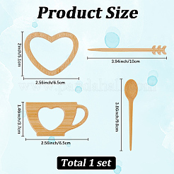 2セット2スタイルの木製ブローチ  混合図形  37~51x65~68x4mm  1セット/スタイル&nbsp;JEWB-GF0011-54B