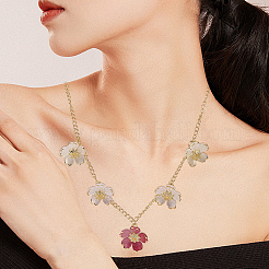 200 個 4 色のアクリルビーズキャップ  5枚花びらの桜  ミックスカラー  18x19x6mm  穴：1.4mm  50個/カラー&nbsp;OACR-PA0001-14