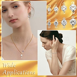 120Pcs 4 Styles Brass Pave Clear Cubic Zirconia Connector Charms&nbsp;RB-YW0001-31G