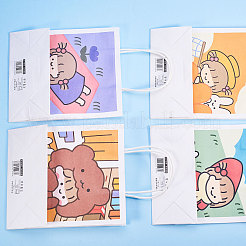 紙袋  ハンドル付き  ギフトバッグ  漫画の模様の買い物袋  長方形  ミックスカラー  29.7x18x8.2cm  2個/カラー  4色  8個/セット&nbsp;ABAG-CJ0001-03