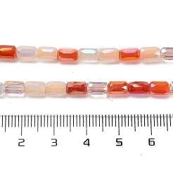 電気メッキガラスビーズセット  多面カット  コラム  オレンジ  6~6.5x4mm  穴：0.8mm  約80個/連  20.12~20.24インチ（51.1~51.4cm）&nbsp;EGLA-D030-08E