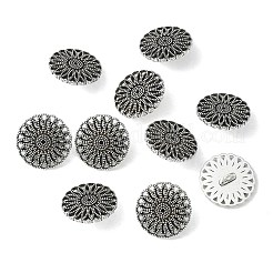 チベット風合金シャンクボタン  無鉛の  花  アンティークシルバー  17x6mm  穴：2.5mm&nbsp;X-TIBE-R179-AS-LF