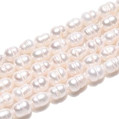 天然養殖淡水パールビーズ連売り  ライス  乳白色  5~7.5x4.5~5mm  穴：0.4~0.5mm  約55~58個/連  13.98~14.17''（35.5~36センチメートル）&nbsp;PEAR-T006-19A