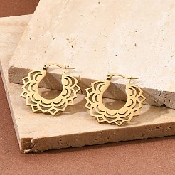 女性用304ステンレススチールフラワースタッドピアス  ボヘミアン  ゴールドカラー  26.5x29.5mm&nbsp;EJEW-Q009-03B-G