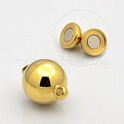 Round 304 Stainless Steel Magnetic Clasps with Loops&nbsp;STAS-N014-02-10mm