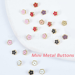 140色合金エナメルボタン7個  1穴  花  ミックスカラー  6x6x3.5mm  穴：2x1mm  20個/カラー&nbsp;FIND-GF0008-29