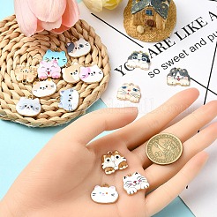 15個15スタイルアロイエナメルペンダント  猫の形  ミックスカラー  15.3~18x18~19x2.5~2.6mm  穴：1.6mm  1個/スタイル&nbsp;FIND-YW0006-19