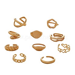 女性用合金指輪10個セット  混合図形  ゴールドカラー  18mm&nbsp;WGC74B8-03