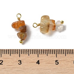 天然赤瑪瑙のペンダント  本物の18Kゴールドメッキ真鍮ループ付きナゲットチャーム  13~19x7~13x5~7mm  穴：1.5~1.6mm&nbsp;KK-P242-31G-01
