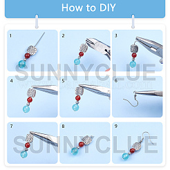 DIYイヤリング作成キット  チベットスタイルの合金ビーズと真鍮のピアスフックが含まれています  鉄平頭ピン  ジェムストーン＆ガラスビーズ  アンティークシルバー＆プラチナ&nbsp;DIY-SC0012-18