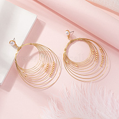 Multilayer Oval Alloy & Plastic Pearl Dangle Stud Earrings&nbsp;FS-WGD1DCA-01
